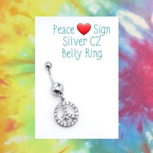 5/$10 | CZ Paved Peace Dangle Belly Ring